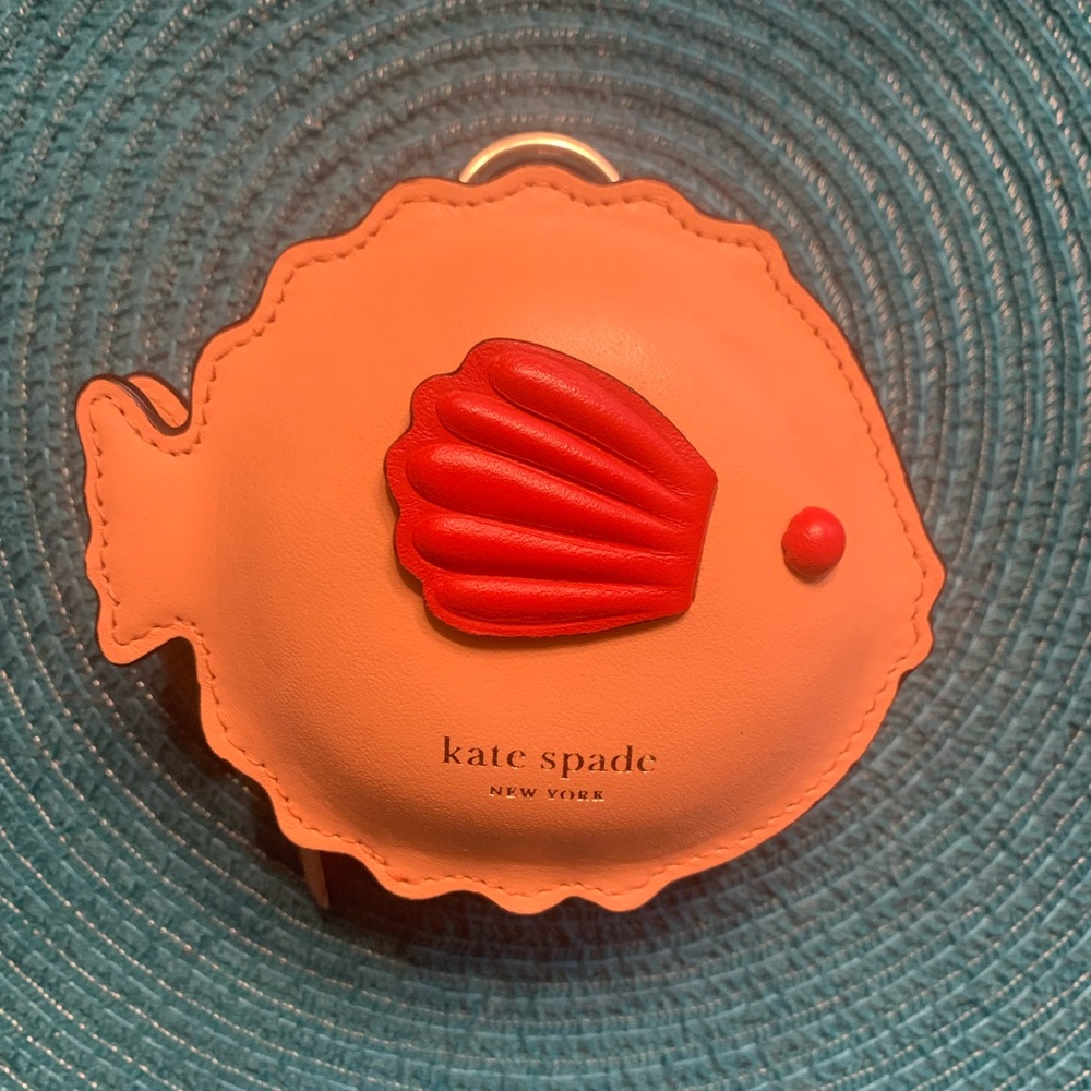 NWT Kate Spade mini pink fish leather coin purse